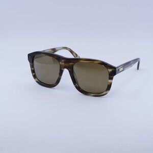 Gucci GG1316S 003 Sunglasses Striated Green Havana Aviator Frame, Brown Lenses